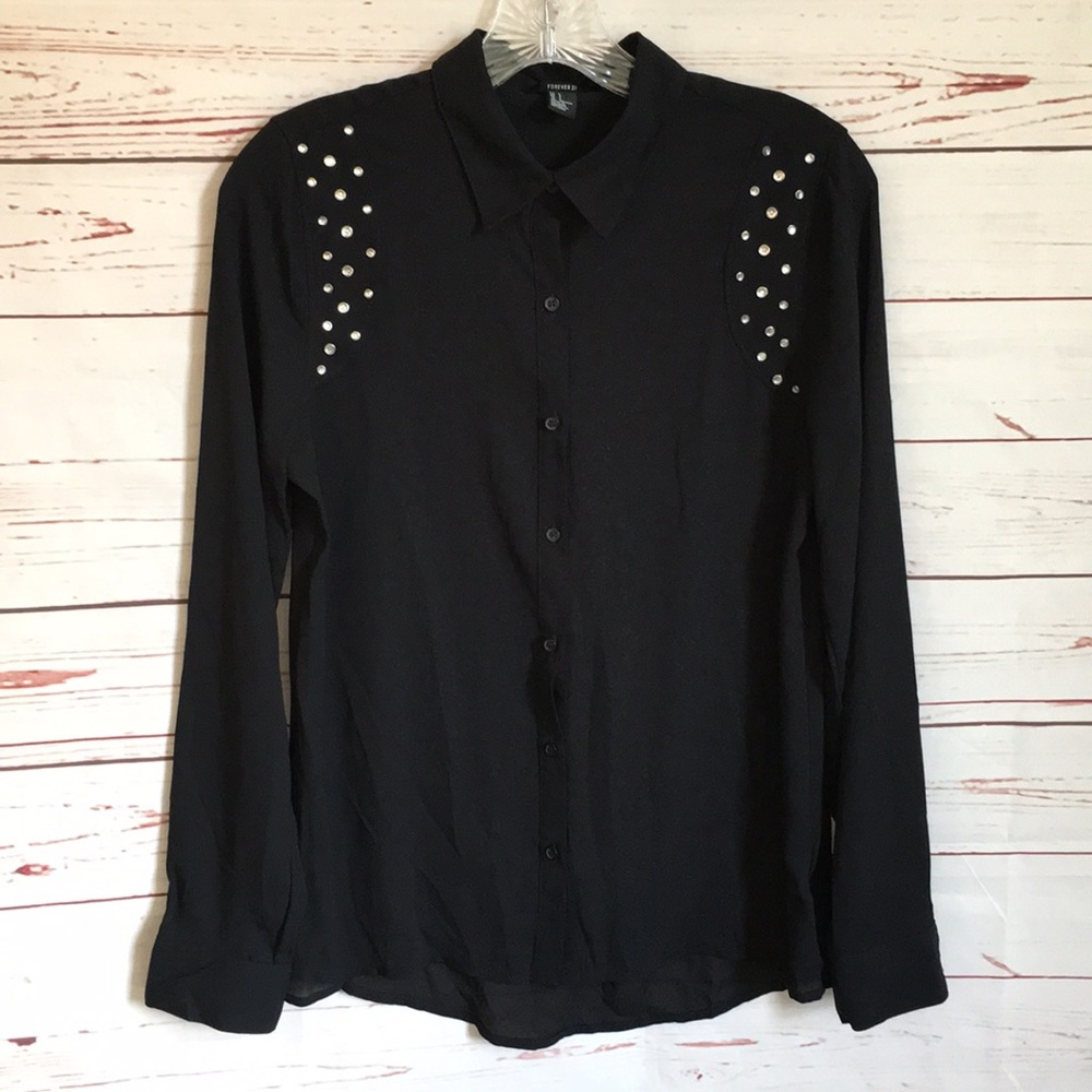 Black Sheer Button Down
